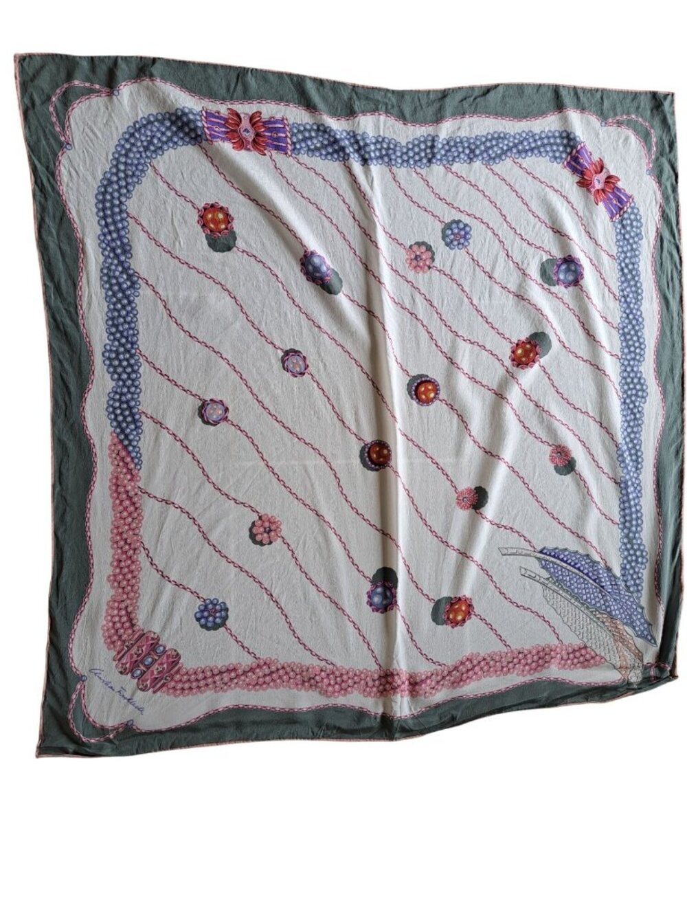 Christian Fischbacher 100% Silk Floral Scarf 33" Square Multicolor Womens